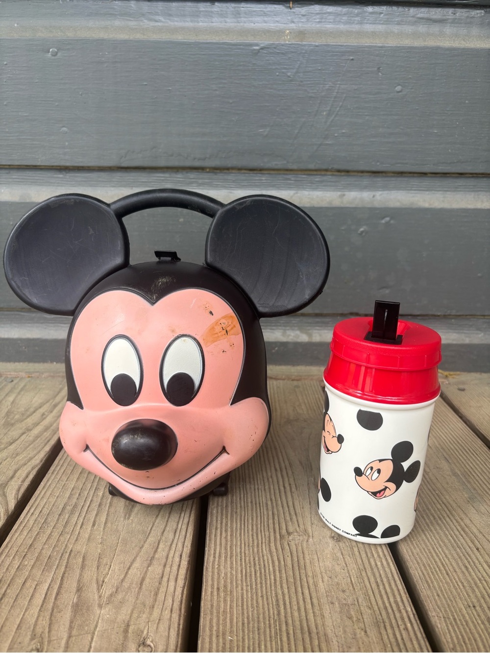 Mickey Mouse Kids Carry Case with Matching Bottle - Black & Pink/Red